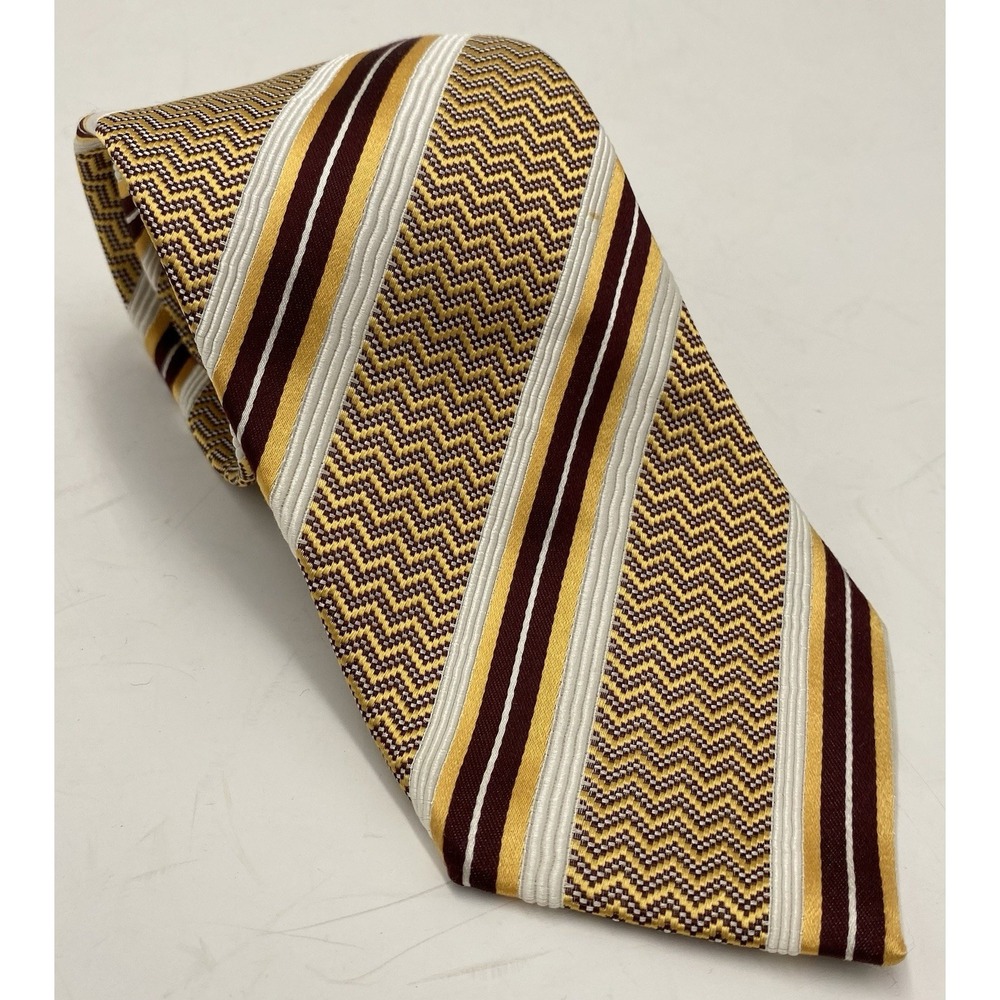 Ermenegildo Zegna Men's Silk Blend Striped Patterned Neck Tie Multi Color *read*